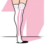 knee-high white socks with pink stripe image